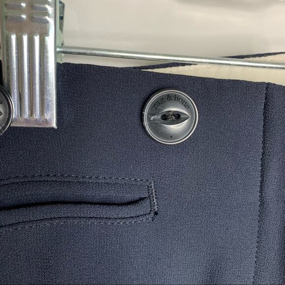 Rag & Bone Navy Blue Dagger Side Tuxedo Stripe High Waist Slim Pants Szie 0 - Picture 5 of 8